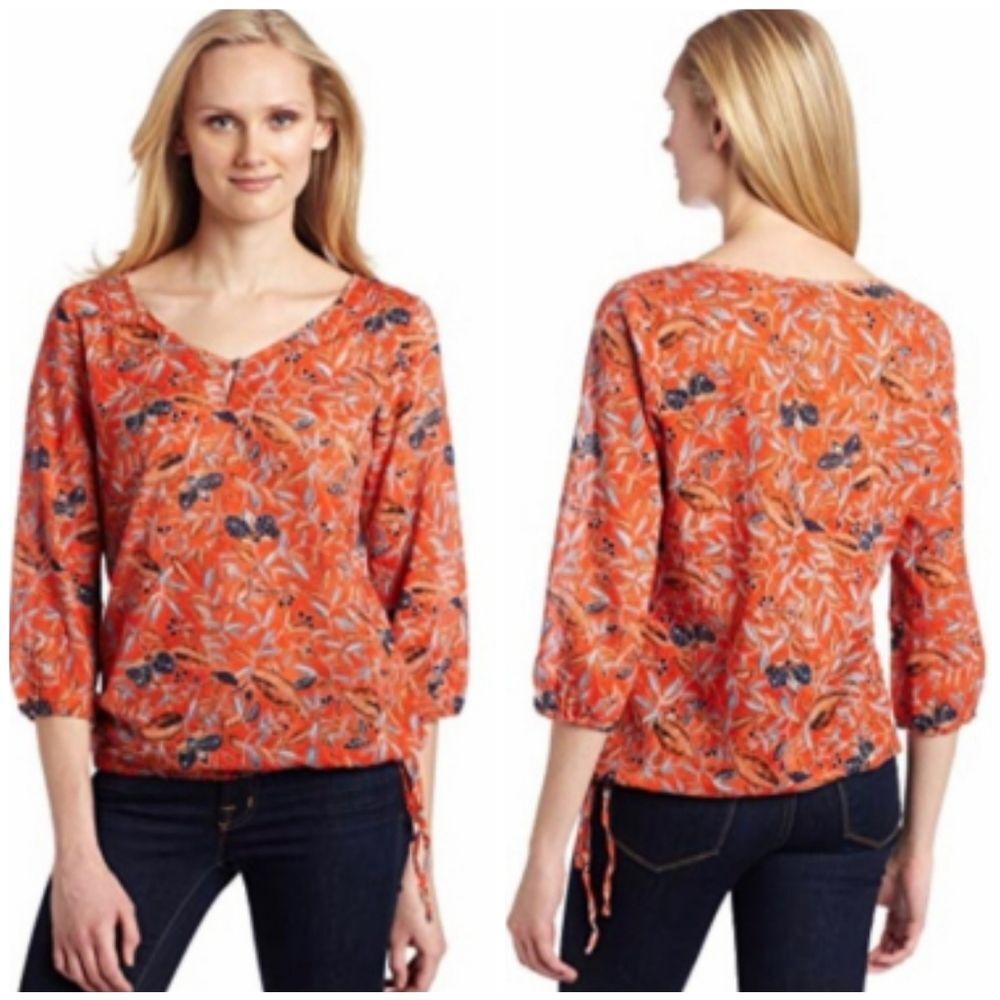 Lucky Brand Printed Shiloh Top Tie Waist